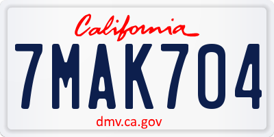 CA license plate 7MAK704