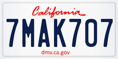 CA license plate 7MAK707