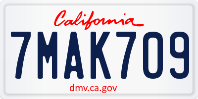 CA license plate 7MAK709