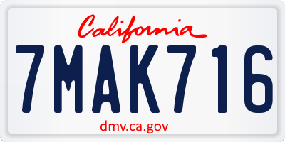 CA license plate 7MAK716