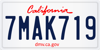 CA license plate 7MAK719