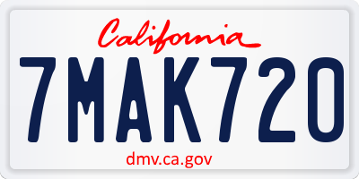 CA license plate 7MAK720
