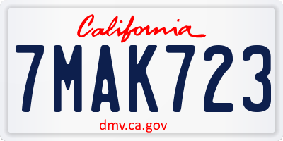 CA license plate 7MAK723