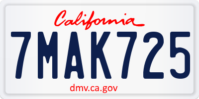 CA license plate 7MAK725
