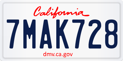 CA license plate 7MAK728