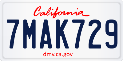 CA license plate 7MAK729