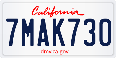 CA license plate 7MAK730