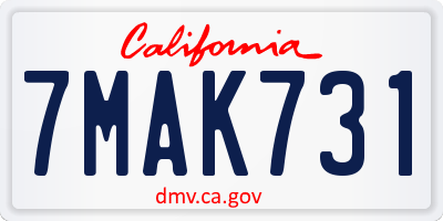 CA license plate 7MAK731