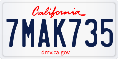 CA license plate 7MAK735