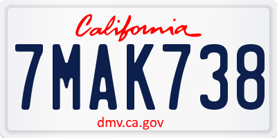 CA license plate 7MAK738