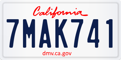 CA license plate 7MAK741