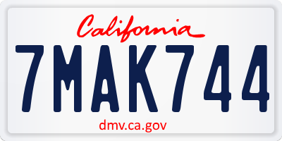CA license plate 7MAK744