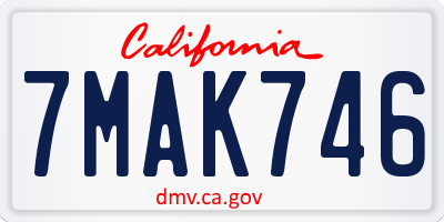 CA license plate 7MAK746