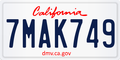 CA license plate 7MAK749
