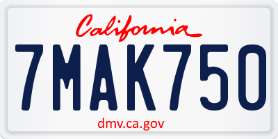 CA license plate 7MAK750