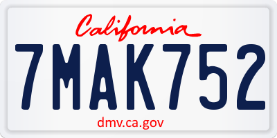 CA license plate 7MAK752