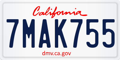 CA license plate 7MAK755