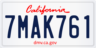 CA license plate 7MAK761