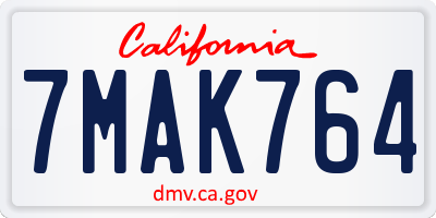 CA license plate 7MAK764
