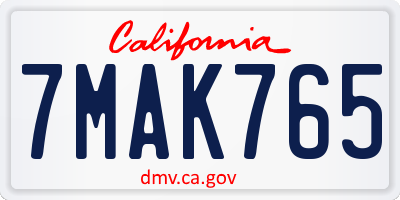 CA license plate 7MAK765