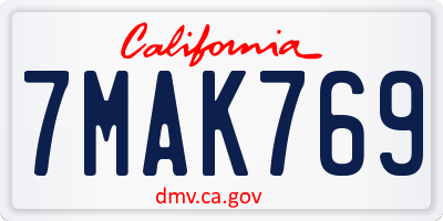 CA license plate 7MAK769