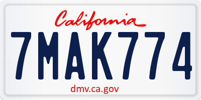CA license plate 7MAK774