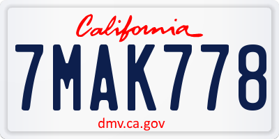 CA license plate 7MAK778