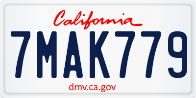 CA license plate 7MAK779
