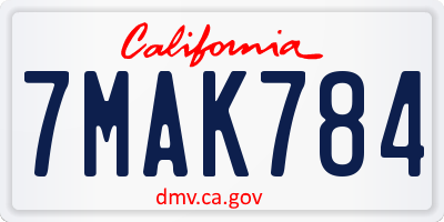CA license plate 7MAK784