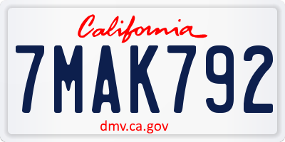 CA license plate 7MAK792