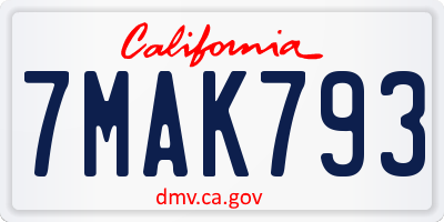 CA license plate 7MAK793