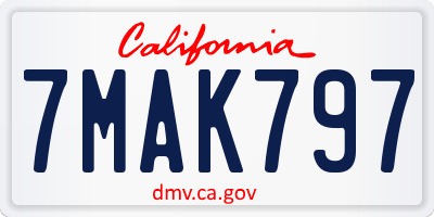 CA license plate 7MAK797