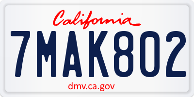 CA license plate 7MAK802