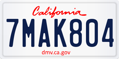 CA license plate 7MAK804