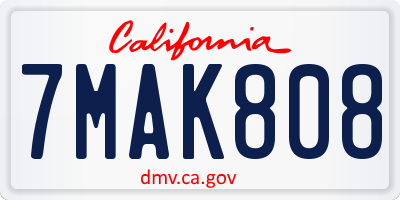 CA license plate 7MAK808