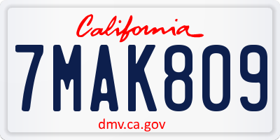 CA license plate 7MAK809