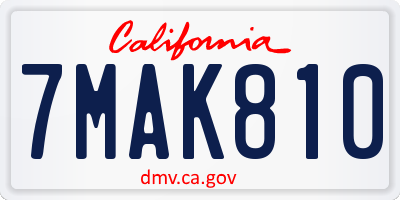 CA license plate 7MAK810