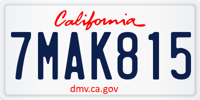CA license plate 7MAK815