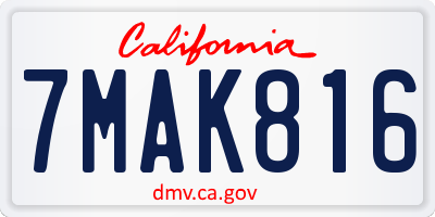CA license plate 7MAK816