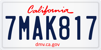 CA license plate 7MAK817