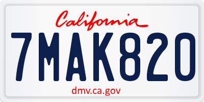 CA license plate 7MAK820