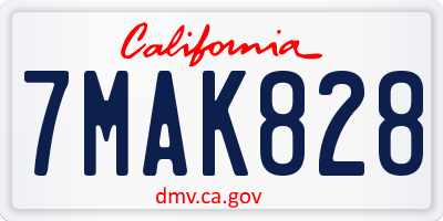 CA license plate 7MAK828