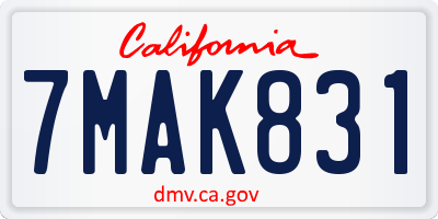 CA license plate 7MAK831