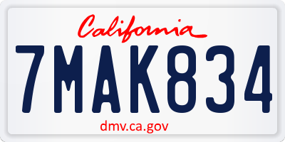 CA license plate 7MAK834