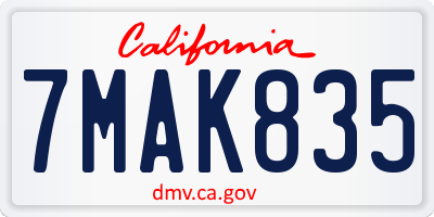 CA license plate 7MAK835