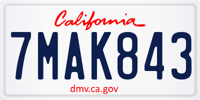 CA license plate 7MAK843