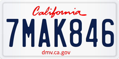 CA license plate 7MAK846