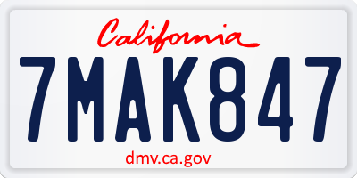 CA license plate 7MAK847