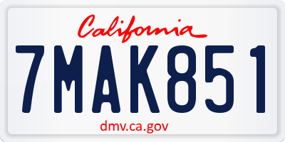 CA license plate 7MAK851