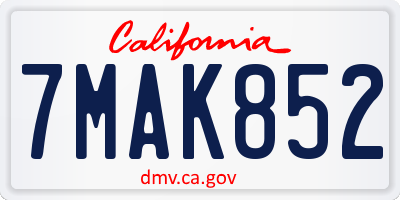 CA license plate 7MAK852